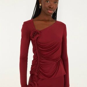 FARM Rio Burgundy 3d flower Blouse